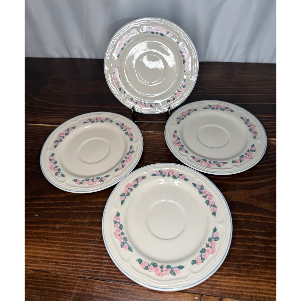 VTG Tienshan Stoneware Pig Pal Tea Set 4 Mugs 4 Saucers Country Farmhouse - Picture 9 of 14
